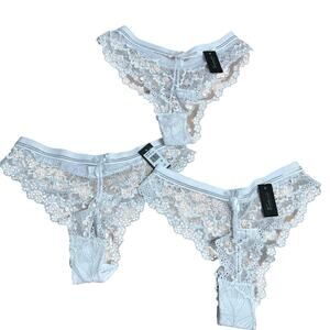 NWT Frederick’s of Hollywood Lot of 3 White Lace Sheer Cheeky Underwear Panties